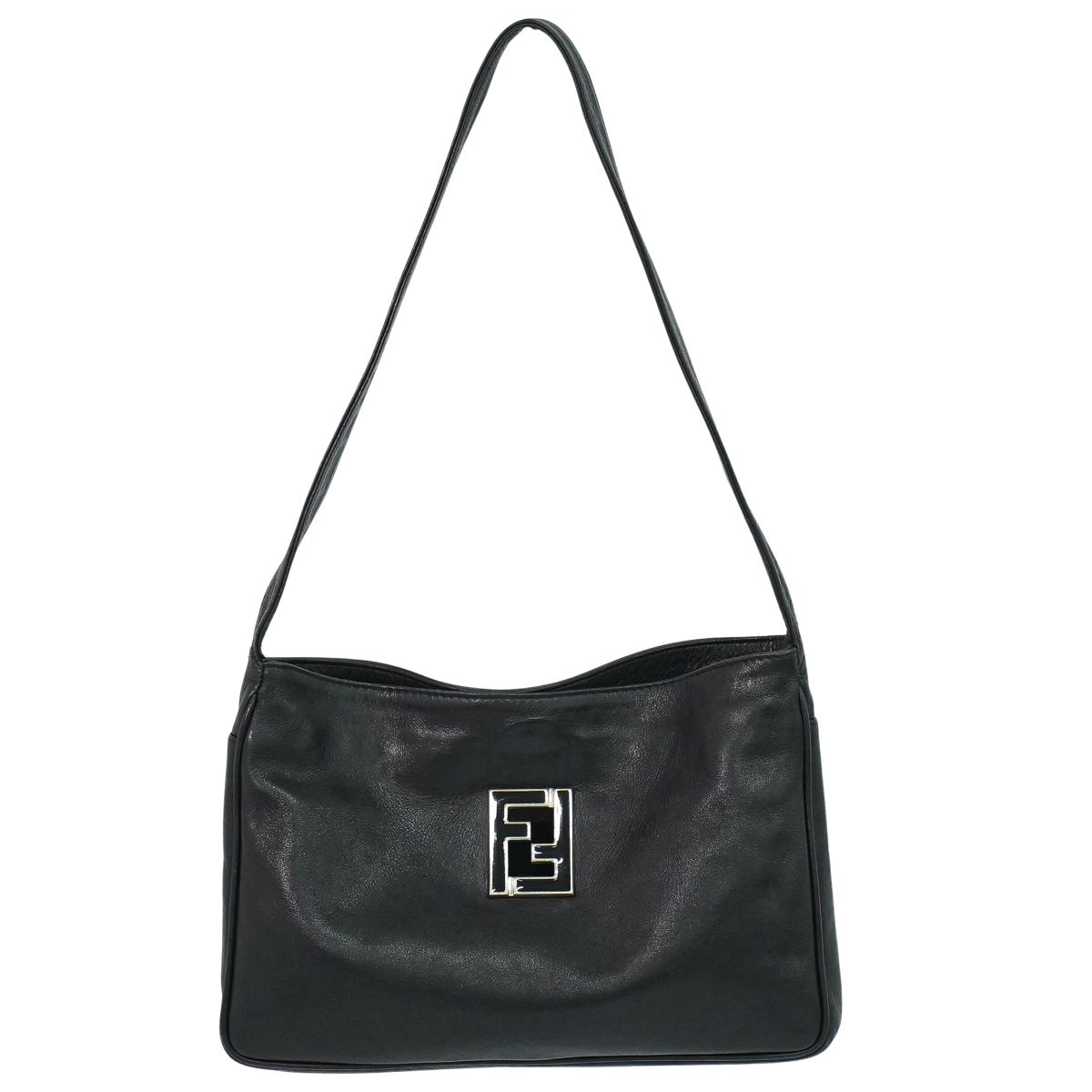 本物 フェンディ FENDI ロゴタイプ ショルダーバッグ なめし革 黒いこと 御徒面子 中古・