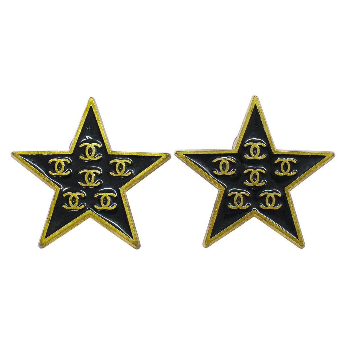 本物 シャネル CHANEL ココマーク スター モチーフ イヤリング GP ゴールド メッキ Coco Mark アクセサリー ジュエリー 中古・