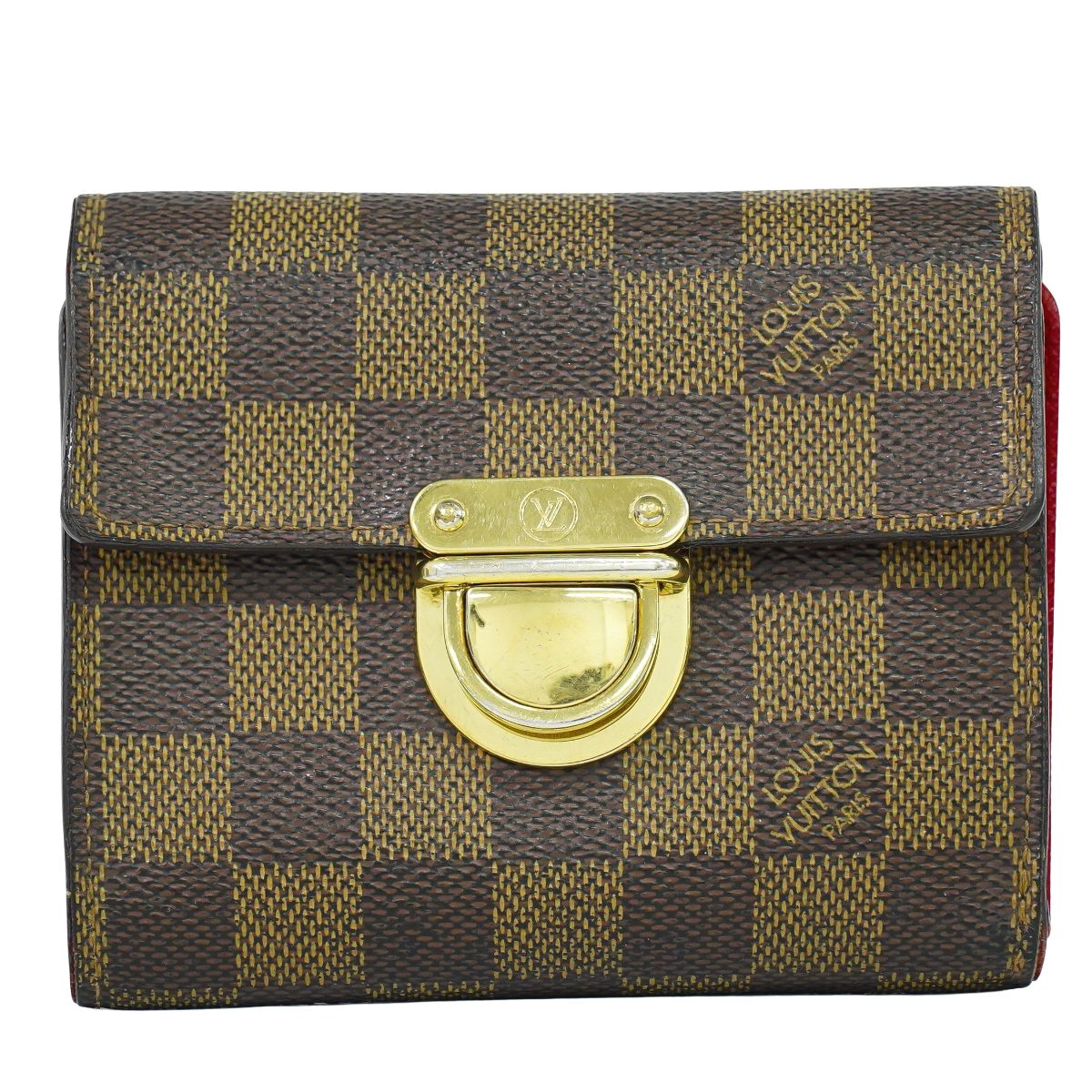 本物 ルイヴィトン LOUIS VUITTON LV ポルトフォイユ コアラ ダミエ エベヌ 折紙入れ 赤銅色 N60005 ビトン 紙入れ ウォレット 中古・