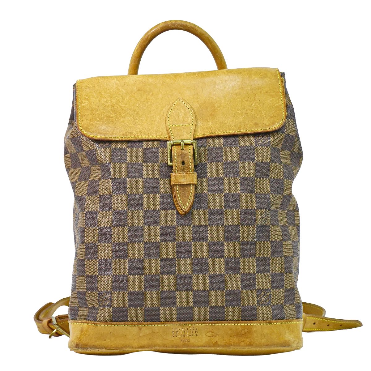本物 ルイヴィトン LOUIS VUITTON LV 手付け金カン 100周年不死化 ダミエ エベヌ 背嚢 うしろ側容器に並べる 赤銅色 N99038 ビトン 御徒面子 中古・