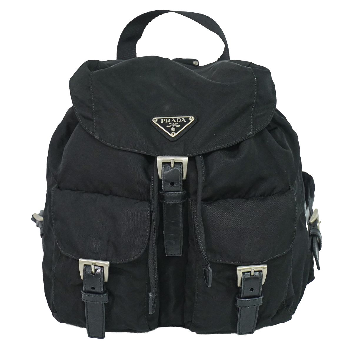 本物 プラダ PRADA ナイロン 背嚢 うしろ側容器に並べる 黒いこと 御徒面子 中古・