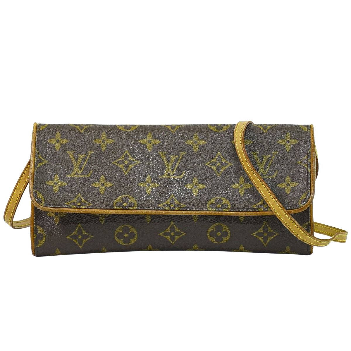 本物 ルイヴィトン LOUIS VUITTON LV ポシェットツイン GM モノグラム 2WAY ショルダーバッグ クラッチペダル御徒面子 赤銅色 M51852 ビトン 御徒面子 中古・