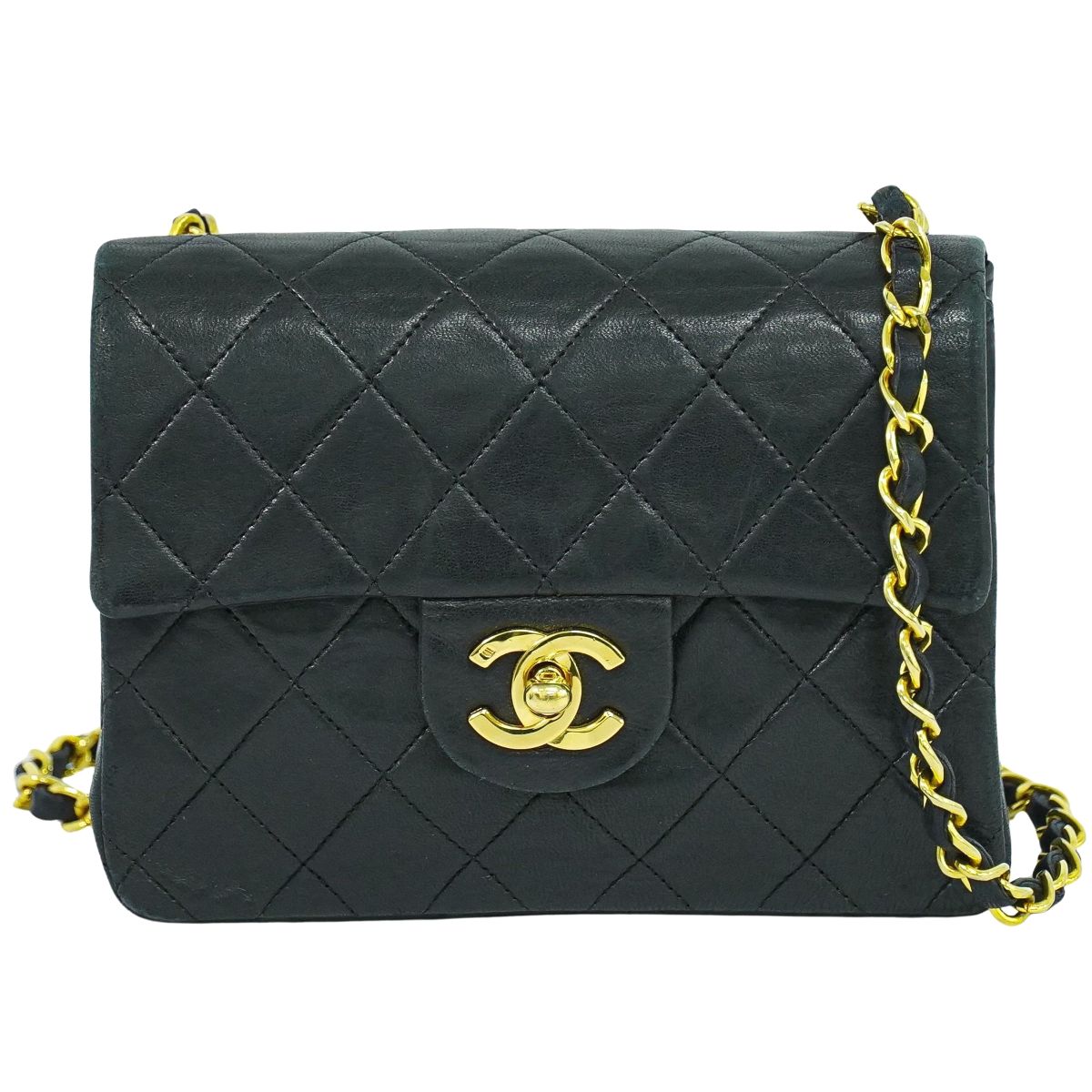 本物 シャネル CHANEL ココマーク マトラッセ チェーン ショルダーバッグ ポシェット ラムスキン レザー ブラック Matelasse バッグ 中古・｜BRAND BOX