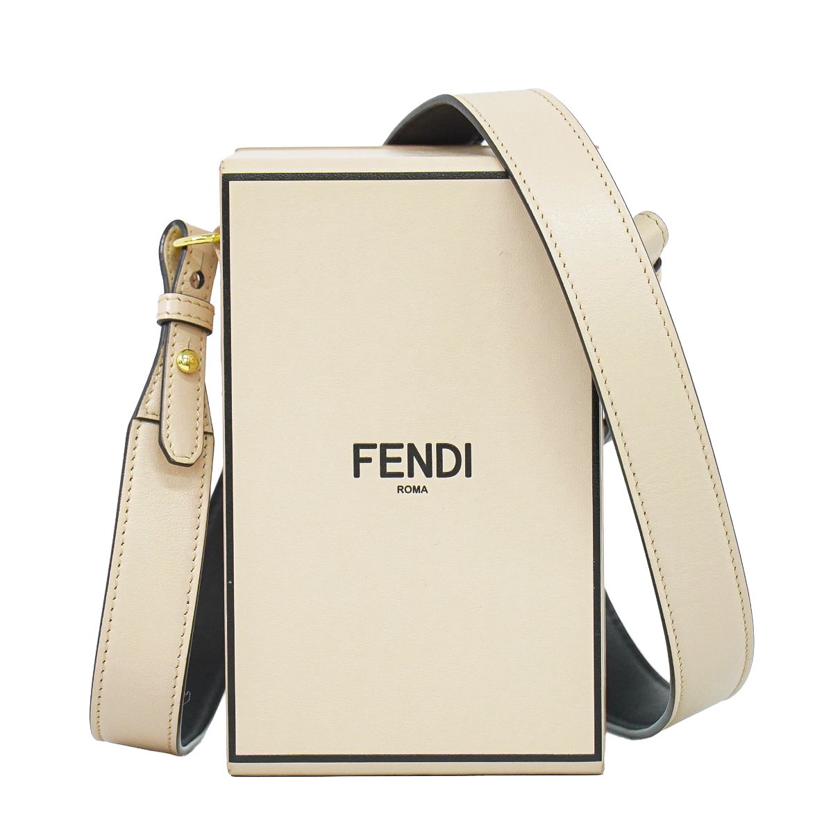 本物 フェンディ FENDI ボックスバーティカル ショルダーバッグ ポシェット なめし革 サクラ色 8BT339 御徒面子 中古・