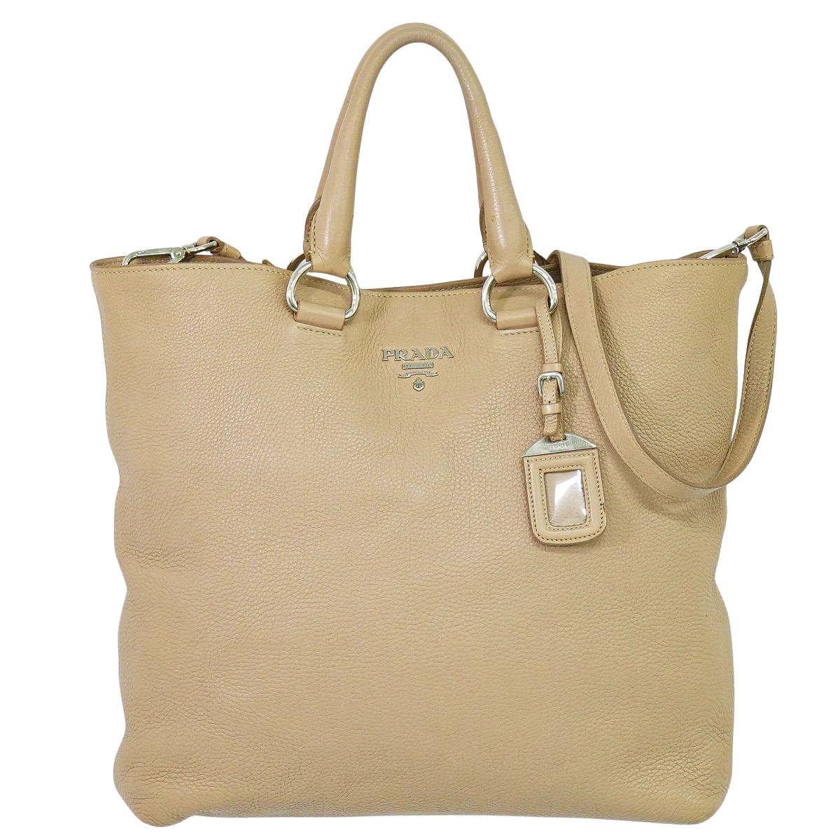 本物 プラダ PRADA レザー 2WAY ショルダーバッグ ハンドバッグ ピンクベージュ BN1713 バッグ 中古・