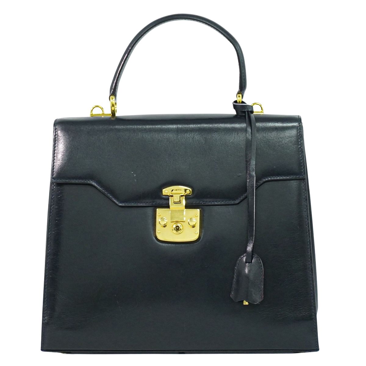 本物 グッチ GUCCI レディロック ハンドバッグ レザー ネイビー Lady Lock バッグ 中古・|BRAND BOX