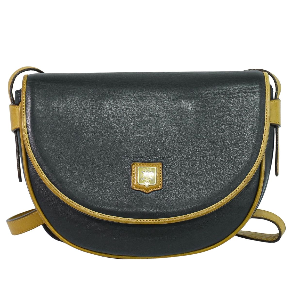 本物 セリーヌ CELINE なめし革 ショルダーバッグ ポシェット 黒いこと 御徒面子 中古・