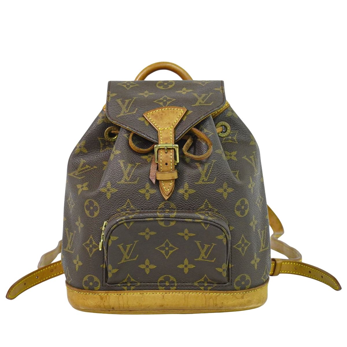 本物 ルイヴィトン LOUIS VUITTON LV ミニ モン掏摸 モノグラム 背嚢 うしろ側容器に並べる 赤銅色 M51137 ビトン 御徒面子 中古・