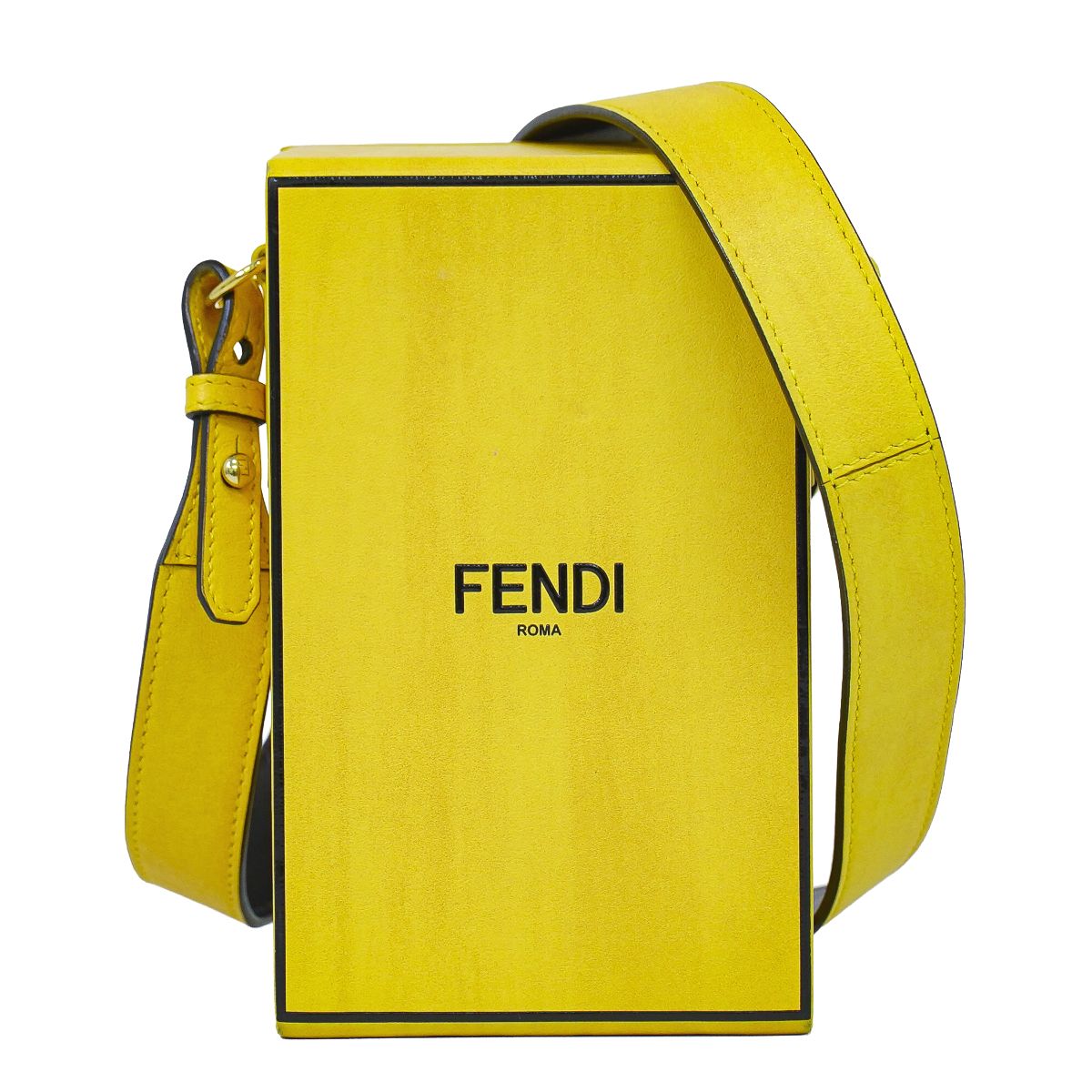 本物 フェンディ FENDI ボックスバーティカル ショルダーバッグ ポシェット なめし革 黄色 7VA519 御徒面子 中古・