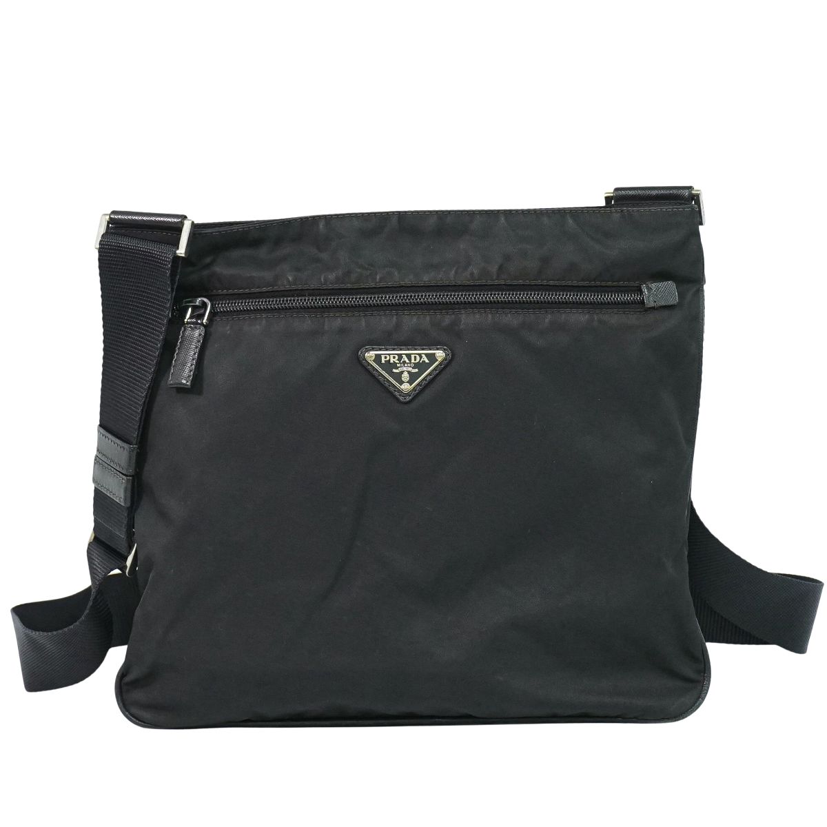 本物 プラダ PRADA テスート ショルダーバッグ ポシェット ナイロン 黒いこと VA0563 Tessuto 御徒面子 中古・