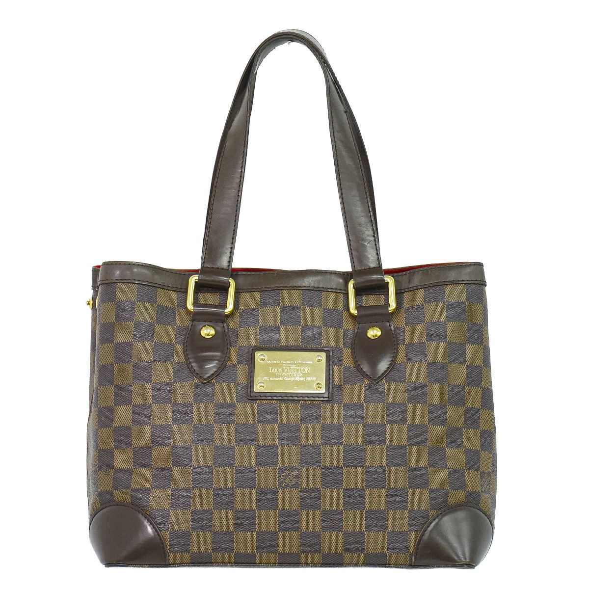 本物 ルイヴィトン LOUIS VUITTON LV ハムステッド PM ダミエ エベヌ トートバッグ ハンドバック 赤銅色 N51205 ビトン 御徒面子 中古・