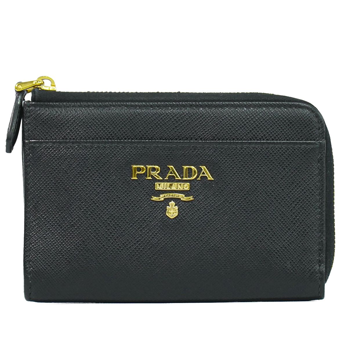 本物 プラダ PRADA レザー L字ファスナー コインケース 小銭入れ ブラック 財布 ウォレット 中古・