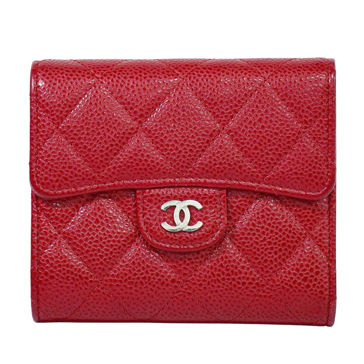 【正規品美品】CHANEL レッド 二つ折り財布 中古・古着通販】CHANEL (シャネル) 二つ折り長財布 レッド サイズ