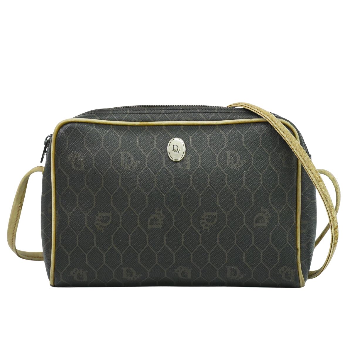 本物 クリスチャン ディオール Christian Dior ハニカム柄 ショルダーバッグ ポシェット PVC ブラック バッグ 中古・｜BRAND BOX