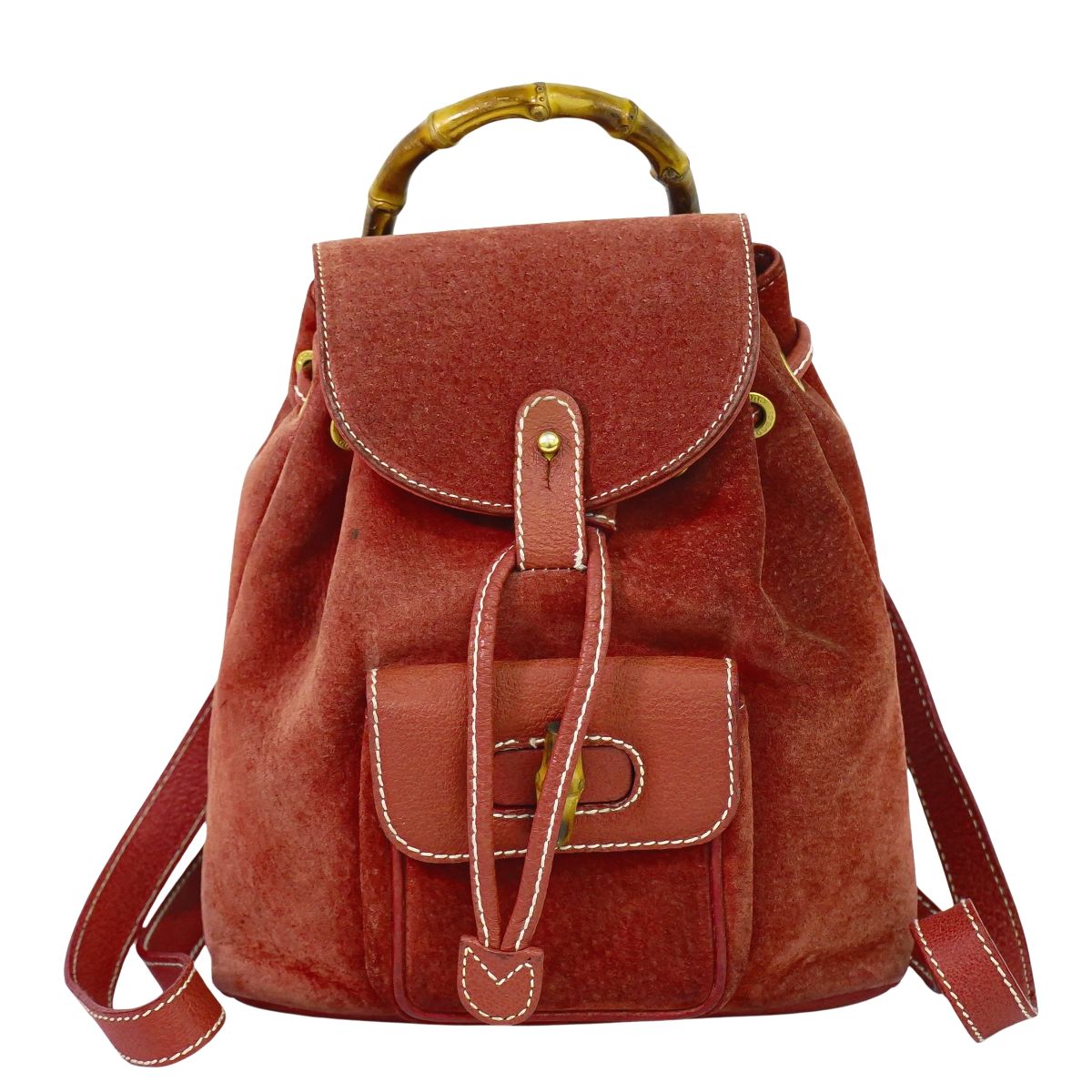 【良品】GUCCI グッチ バンブー ミニ リュック スエード レザー GUCCI グッチ バンブー リュックサック バックパック スエード