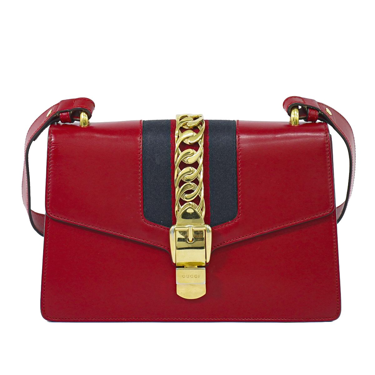 本物 グッチ GUCCI シルヴィ シェリーライン ショルダーバッグ レザー レッド 421882 Sylvie バッグ 中古・|BRAND BOX