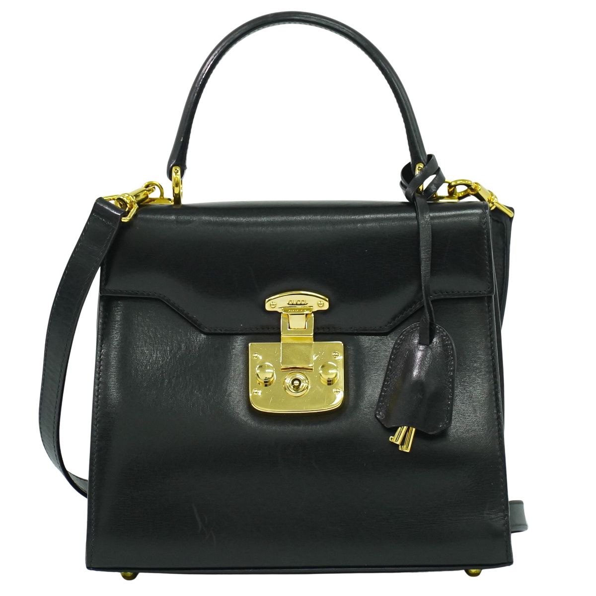 本物 グッチ GUCCI レディロック 2WAY ショルダーバッグ ハンドバッグ ポシェット レザー ブラック Lady Lock バッグ 中古・|BRAND BOX