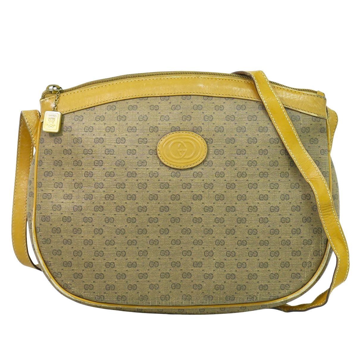 本物 グッチ GUCCI オールドグッチ マイクロGG ショルダーバッグ ポシェット PVC ブラウン バッグ 中古・