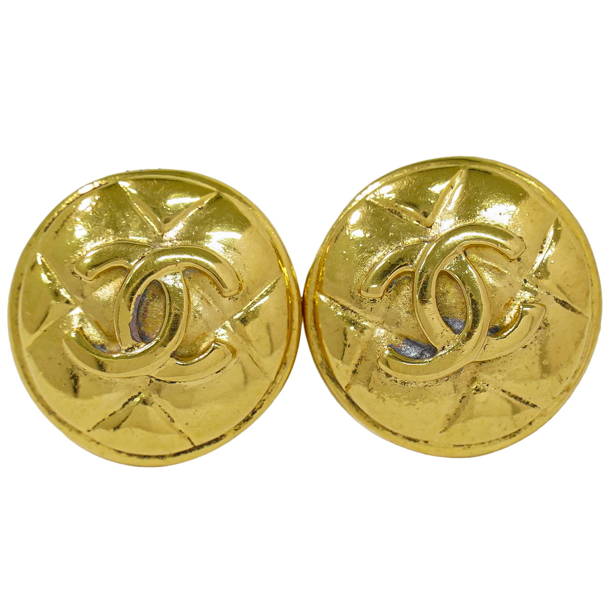 本物 シャネル CHANEL ココマーク マトラッセ イヤリング GP ゴールド メッキ Matelasse アクセサリー ジュエリー 中古・｜BRAND BOX