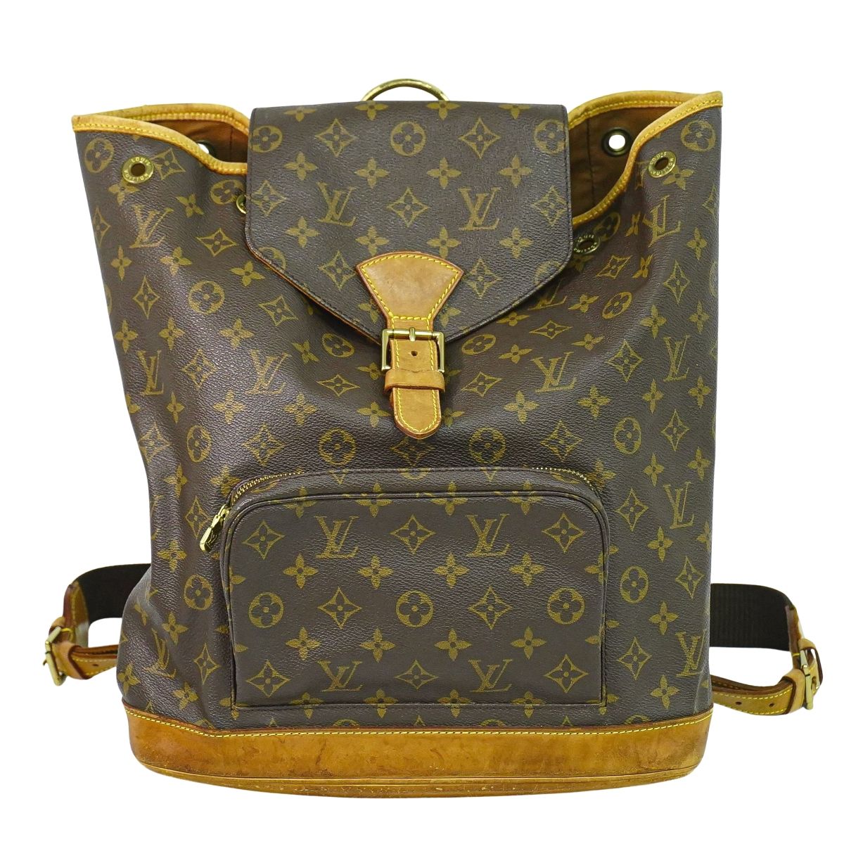 本物 ルイヴィトン LOUIS VUITTON LV モン掏摸 GM モノグラム 背嚢 うしろ側容器に並べる 赤銅色 M51135 ビトン 御徒面子 中古・