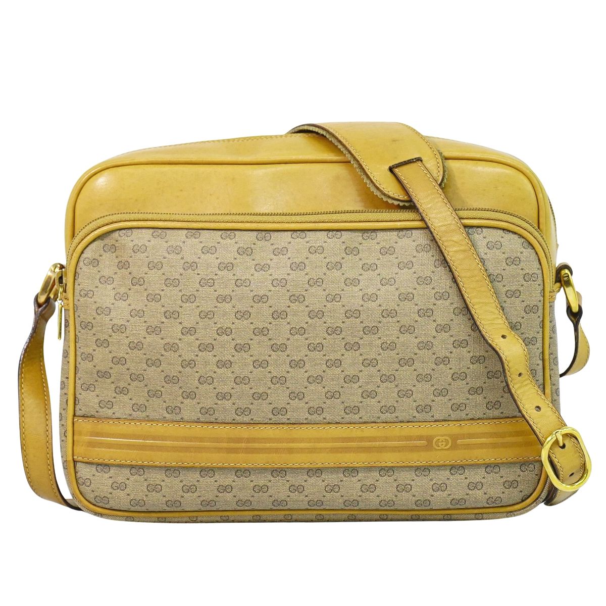 本物 グッチ GUCCI オールドグッチ マイクロGG ショルダーバッグ ポシェット PVC ブラウン バッグ 中古・