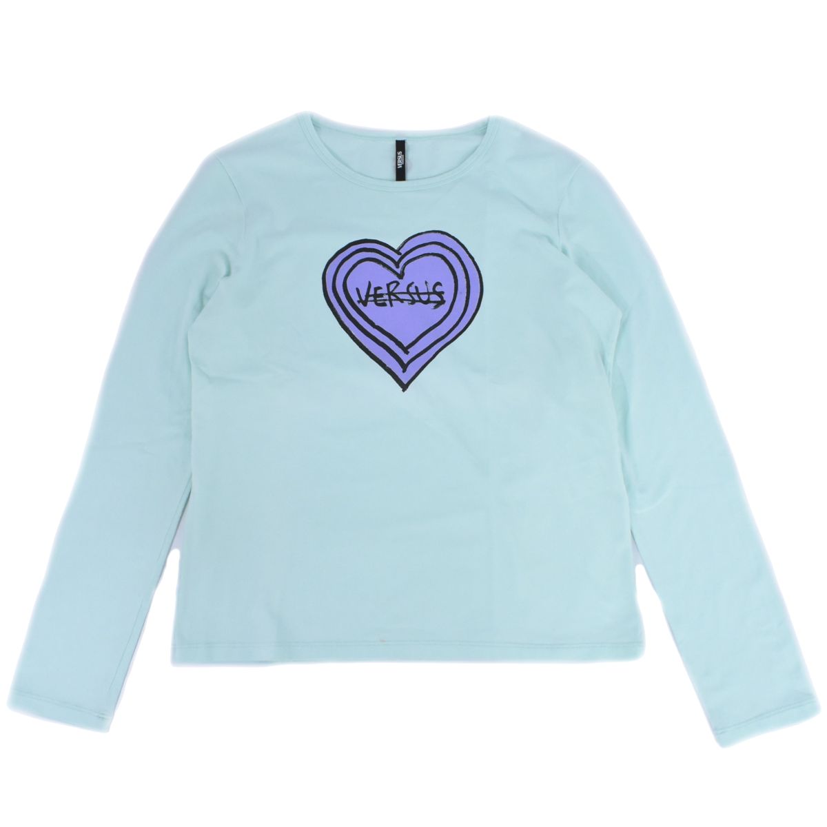本物 ヴェルサスヴェルサーチ VERSUS VERSACE ハート ロゴ ロング Tシャツ 長袖 トップス コットン ポリウレタン ミントグリーン パープル レディース 衣類 洋服 中古・