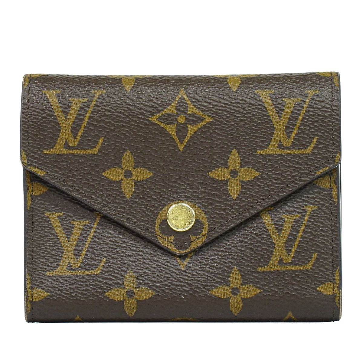 本物 ルイヴィトン LOUIS VUITTON LV ポルトフォイユ ヴィクトリーヌ モノグラム 折紙入れ 赤銅色 M41938 ビトン 紙入れ ウォレット 中古・