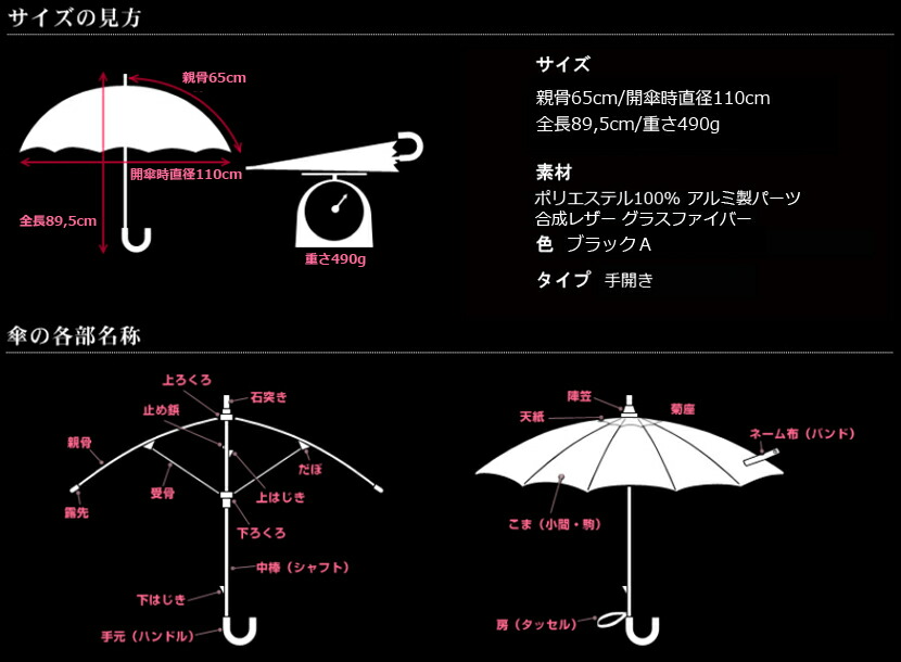 全品送料無料クラシコメンズステッチレザー高級紳士傘軽量490gグラスファイバー骨傘かさカサ大きい雨傘メンズおしゃれブランドメンズファッション保証付き16本骨格子柄ブラックA◎