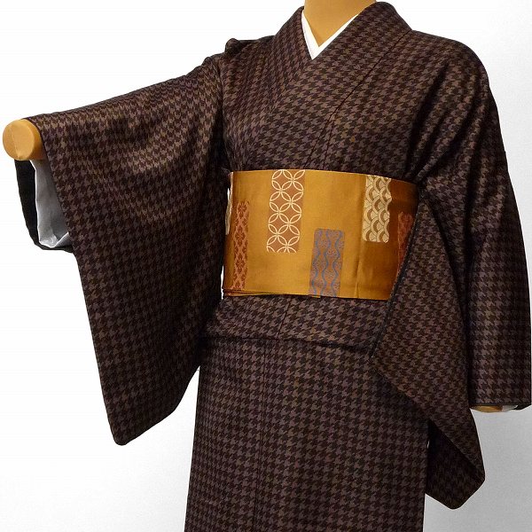 ふりふ 新品未使用 小紋袷着物/月曜日純喫茶 まいにちきもの 千鳥格子 e2212201】洗える着物 江戸小紋 千鳥柄 千鳥格子 袷 京都きもの