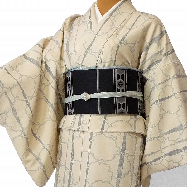 【レンタル】〔着物 レンタル〕単衣ハイグレード レンタル(初夏・初秋用／女性用レディース単衣) 「Mサイズ」白・雪輪 (3010a)