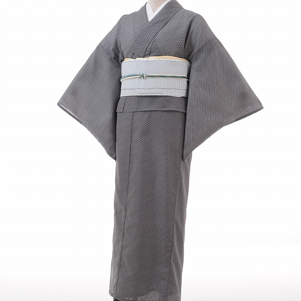 【レンタル】〔着物 レンタル〕夏物ハイグレード レンタル(盛夏用／女性用レディース夏物)「Mサイズ」黒・菱 宅配レンタル着物 (4026a)｜レンタル着物 みやこもん