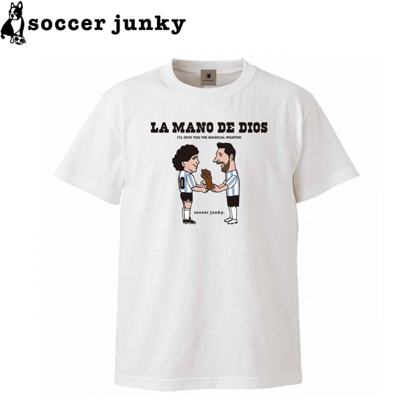 楽天市場 Soccer Junky サッカージャンキー 半袖tシャツ 神の手の継承 La Mano De Dios Sj484 Wht サッカー フットサル ひやまスポーツ