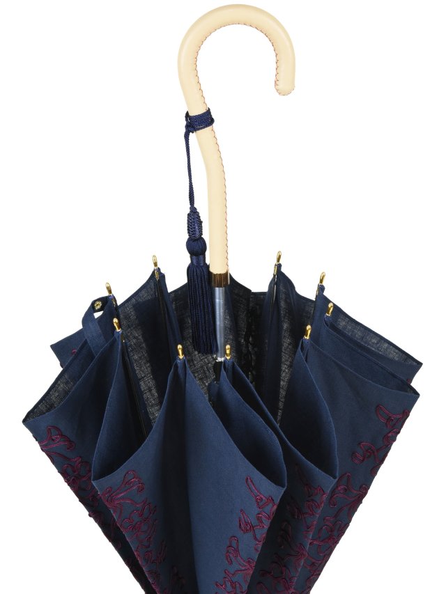 62 Off 日傘 長傘 皇室御用達 前原光榮商店 豪華なコード刺繍 パラソル ネイビー 麻100 長日傘 Uvカット加工 レディース 女 Fucoa Cl