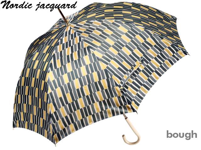 週間売れ筋傘 レディース 長傘 槙田商店 ノルディック ジャガード 8本骨 雨傘 B ugh/大枝 ブラックグリーンおしゃれ 甲州織 北欧デザイン 日本製 女 傘とこだわり雑貨の店ホビーマート