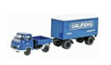 1/43 ハノマグ クーリエ エンゼル 2軸ボックストレーラー付 Grundig ブルー 03252【schuco/シュコー】【4007864032525】|hobbyshop KUME