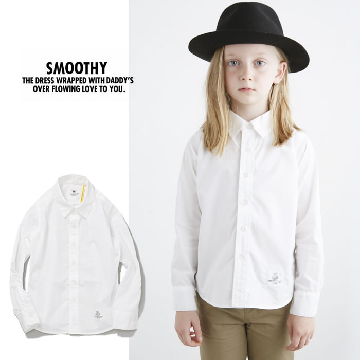 【18日最大P21倍】スムージー 長袖シャツ SMOOTHY [01SH-01]ブロードシャツ キッズ 定番人気シャツ 白シャツ 子供服 フォーマル オシャレ【P10】【SPS2603】