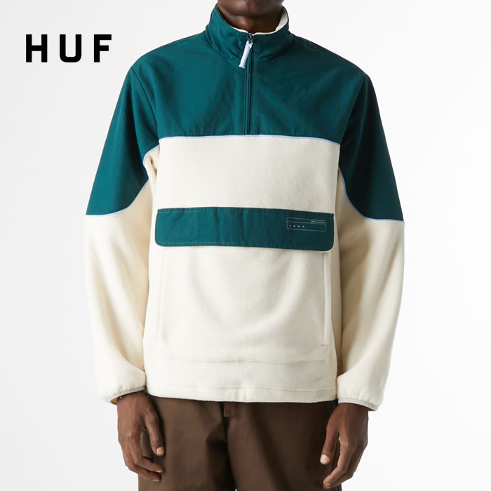 美品 XL HUF ハーフジップスウェット SPLIT 1/4 ZIP MOCK HUF ハフ スウェット トレーナー SPLIT 1/4 ZIP MOCK Black