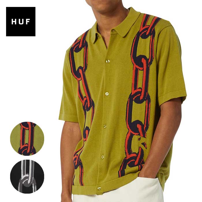 【決算セール開催中】HUF ハフ 半袖ニットポロ メール便 (KN00449) LINKED S/S KNIT SWEATER 半袖シャツ メンズ [230531]｜AUTUMN GARAGE