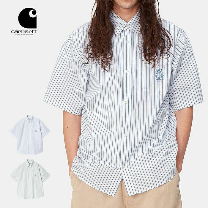 【決算セール開催中】カーハート wip carhartt wip ダブリューアイピー シャツ 半袖 ストライプシャツ 半袖シャツ I033028 S/S LINUS SHIRT メール便 (240328)|AUTUMN GARAGE
