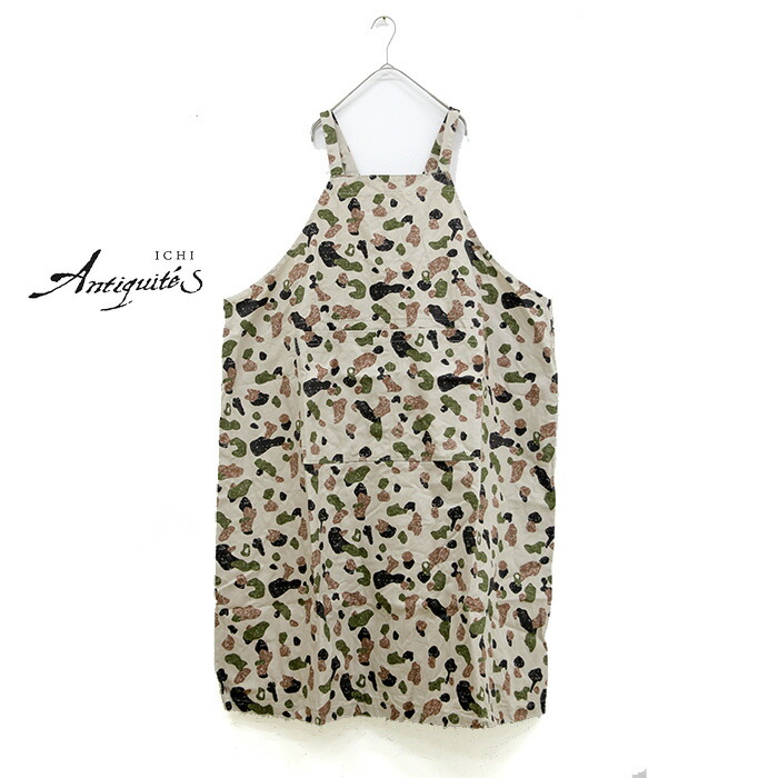 【決算セール開催中】イチアンティークス エプロン ichi Antiquites 1000929 CAMO APRON DRESS カモ柄 レディース (2502)|AUTUMN GARAGE