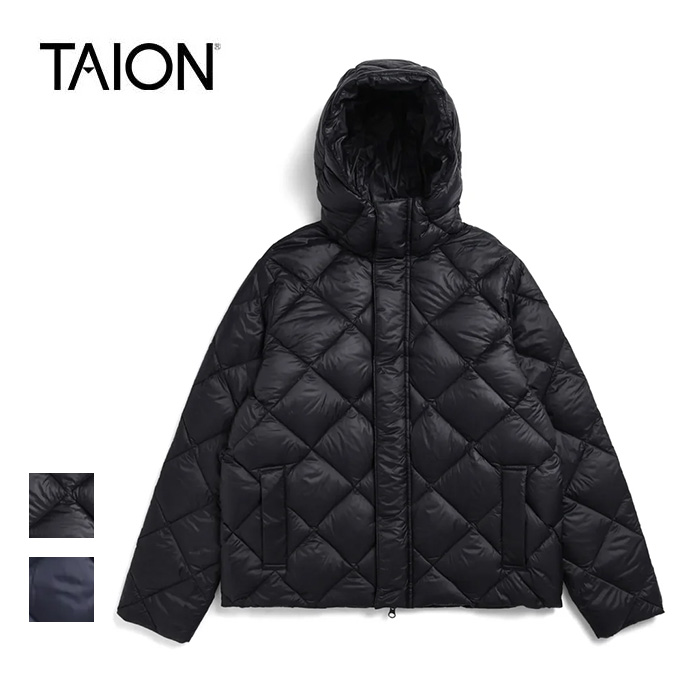 【最大P29倍マラソン】タイオン インナーダウンジャケット ユニセックス TAION 106JKCI CITY “PACKABLE” HOOD DOWN JACKET BLK L軽量 防寒 ナイロン S～XL ブラック ダークネイビー