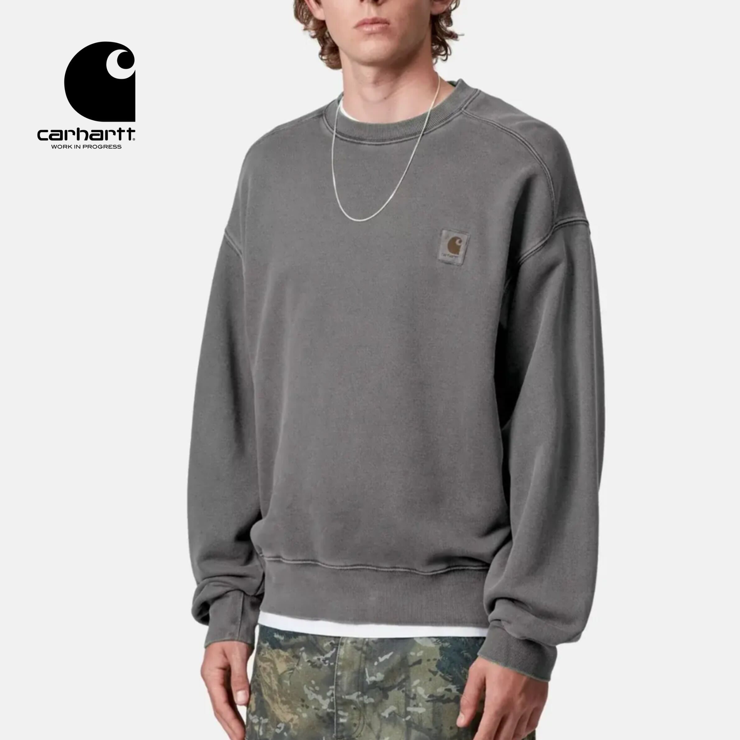 【最大P29倍マラソン】カーハート ビスタ スウェットシャツ メンズ CARHARTT I029521 VISTA SWEATSHIRT ブラック ガーメントダイ バルーンフィット 裏起毛 クルーネック ストリート (251011)