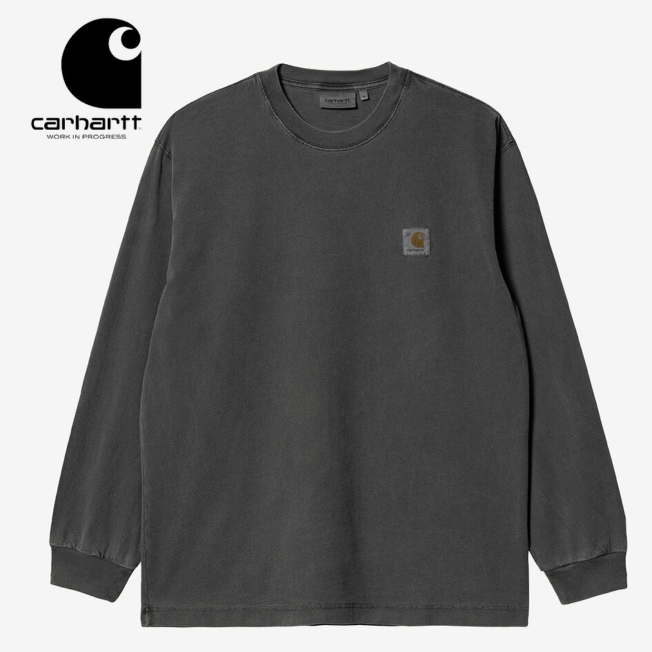 【最大P28倍マラソン】カーハート WIP ロンT ビスタ ロングスリーブTシャツ CARHARTT WIP I030779 L/S VISTA T-SHIRT ガーメントダイ ルーズフィット 長袖Tシャツ メンズ レディース ユニセックス ブラック 黒 ストリート カジュアル 定番 人気 メール便 (250929)