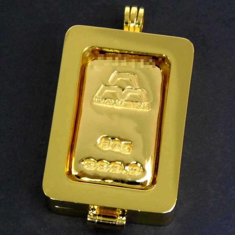 日本マテリアル 純金 インゴット 50g 24金 ペンダントトップ 枠脱着可能 新品 ゴールドバー Ingot K245045950459 メンズジュエリー・アクセサリー