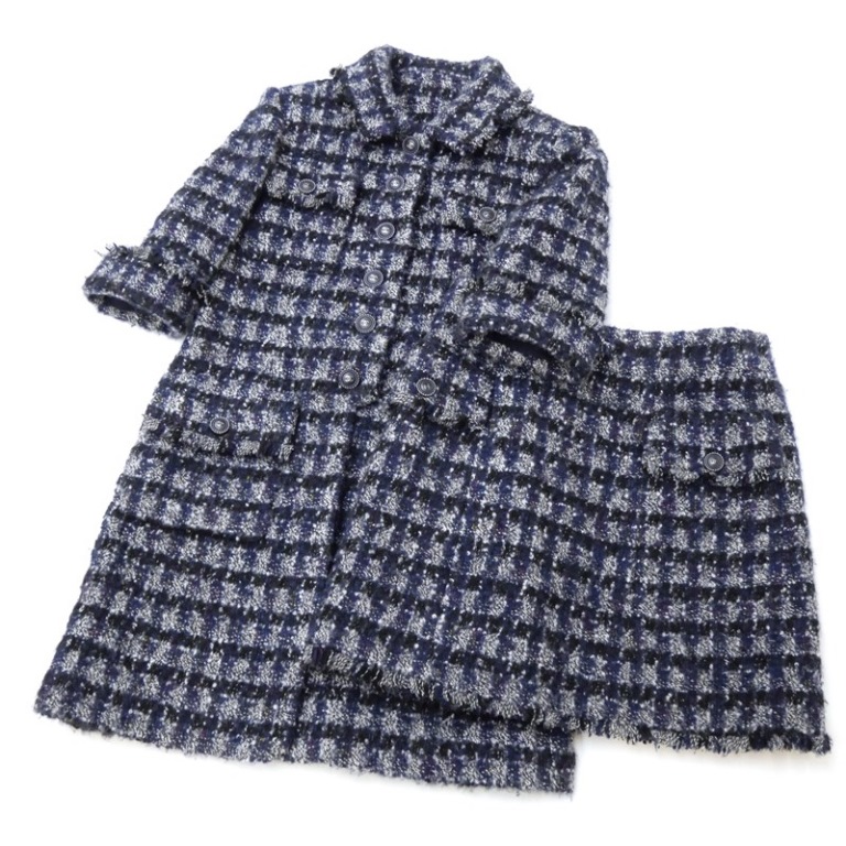 シャネル CHANEL ツィード セットアップ スコート背広 ココボタン 米国海軍 【中古】(64433)