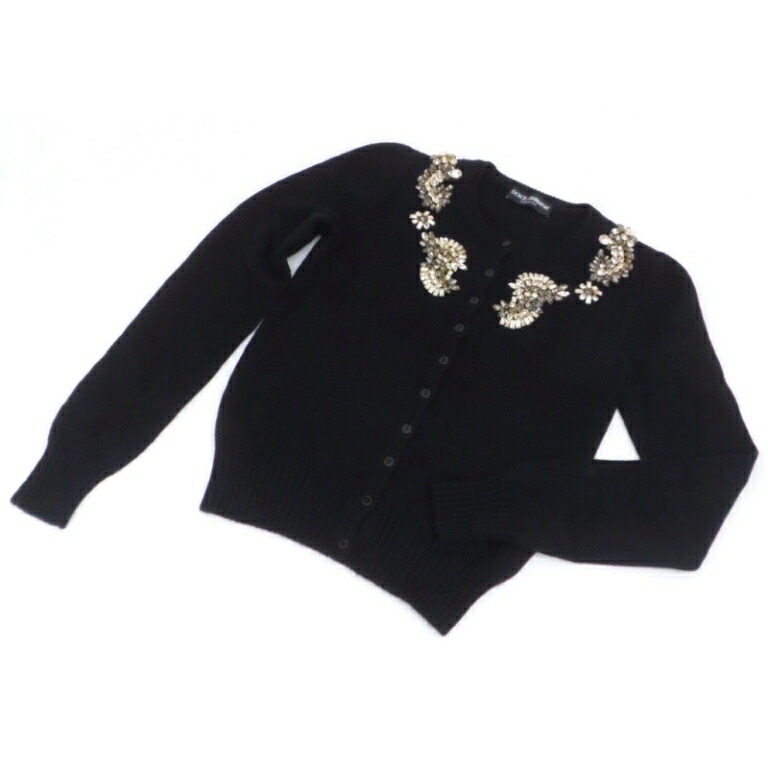 Dolce&Gabbana ビジュー付きニットカーディガン 黒【中古】(57232)｜堀田商事質店　店