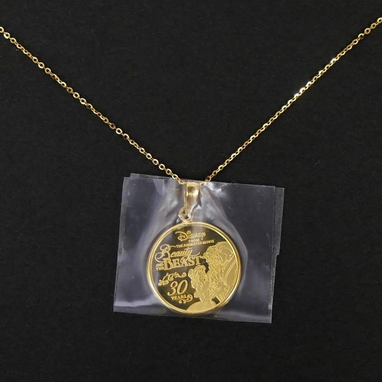 美女と野獣　純金メダルペンダントヘッド　24K ディズニー長編アニメーション『美女と野獣』公開30周年記念