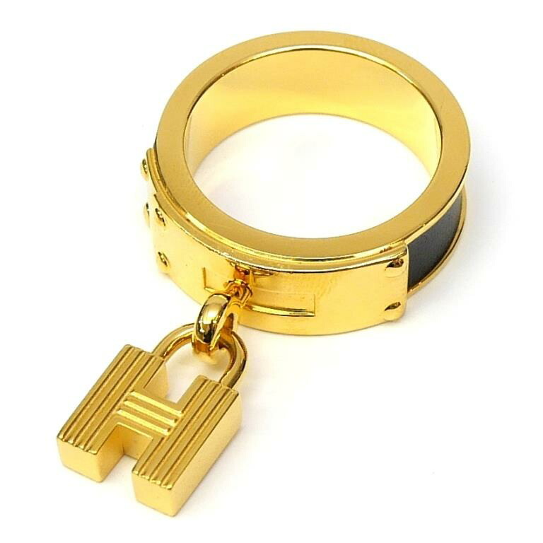エルメス HERMES えり巻き輪っか ケリー カデナ 黒×ゴールド 【中古】(70646)