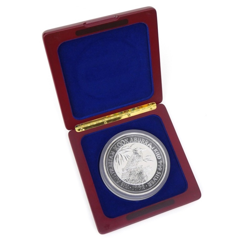 オーストラリア 30ドル銀貨 クッカバラ カワセミ 1992年 1kg ケース入り 【中古】(67782)