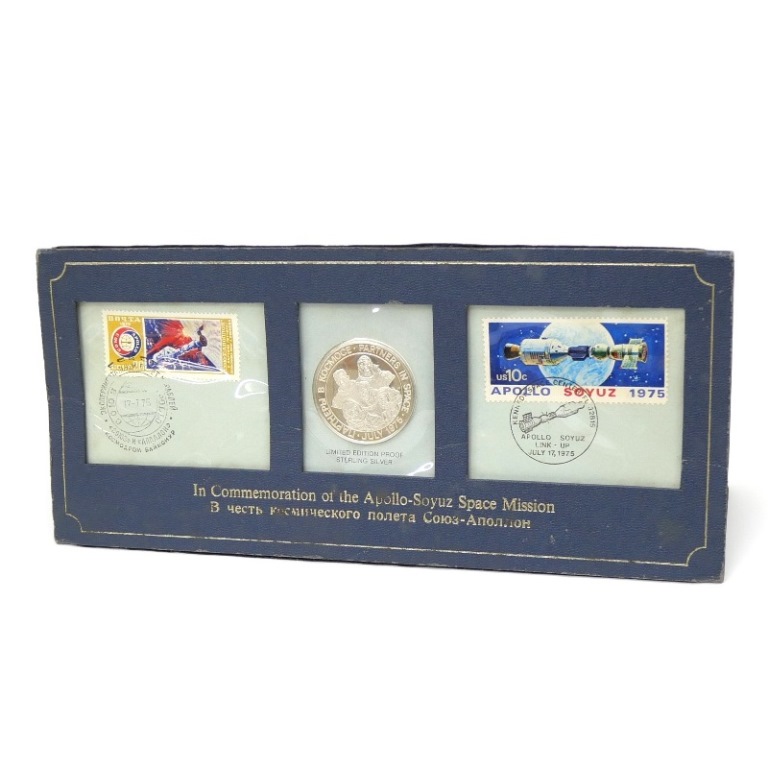 アポロソユーズ特別記念セット 純銀プルーフメダル フランクリンミント 【中古】(65380)